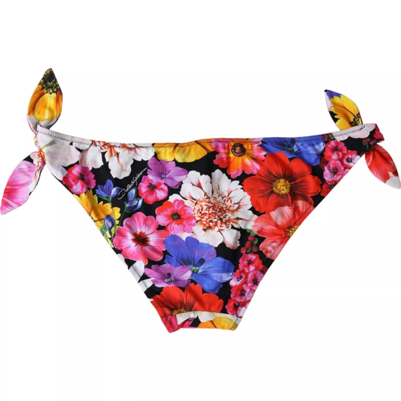 Bas de bikini noir à imprimé floral Dolce &amp; Gabbana