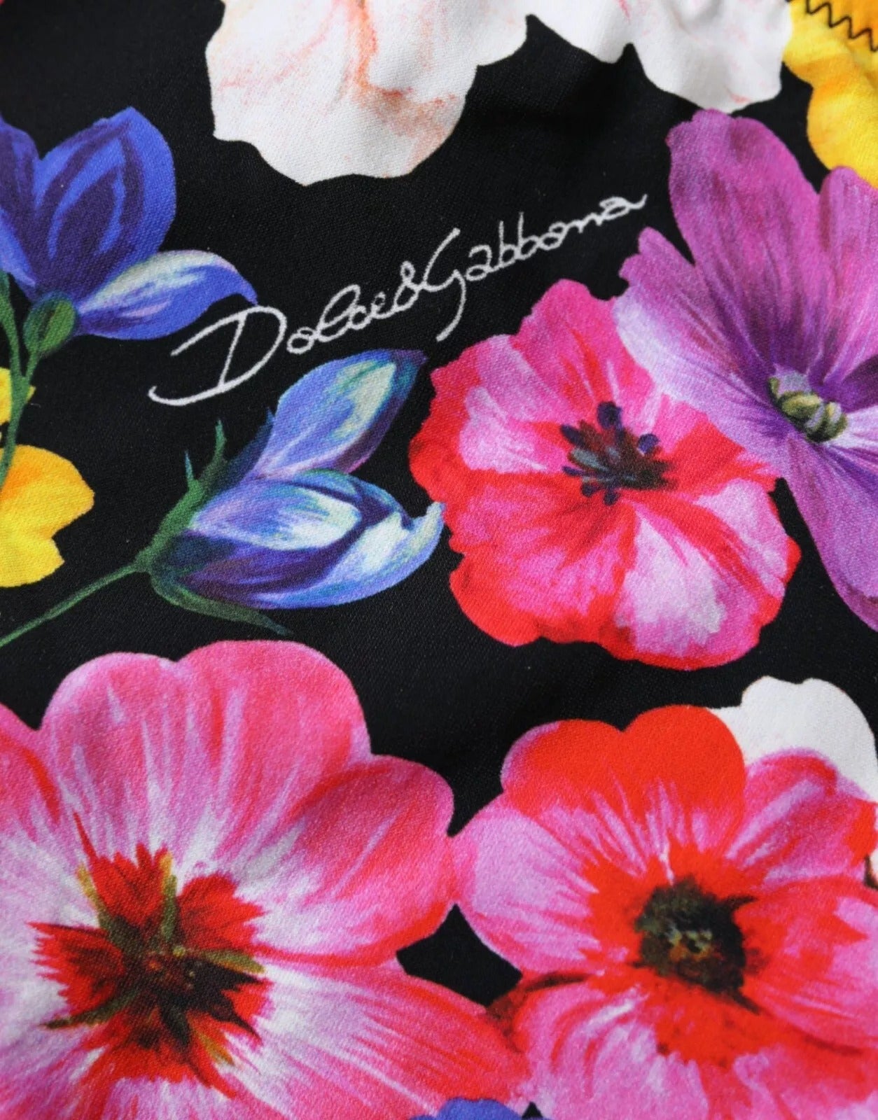 Bas de bikini noir à imprimé floral Dolce &amp; Gabbana