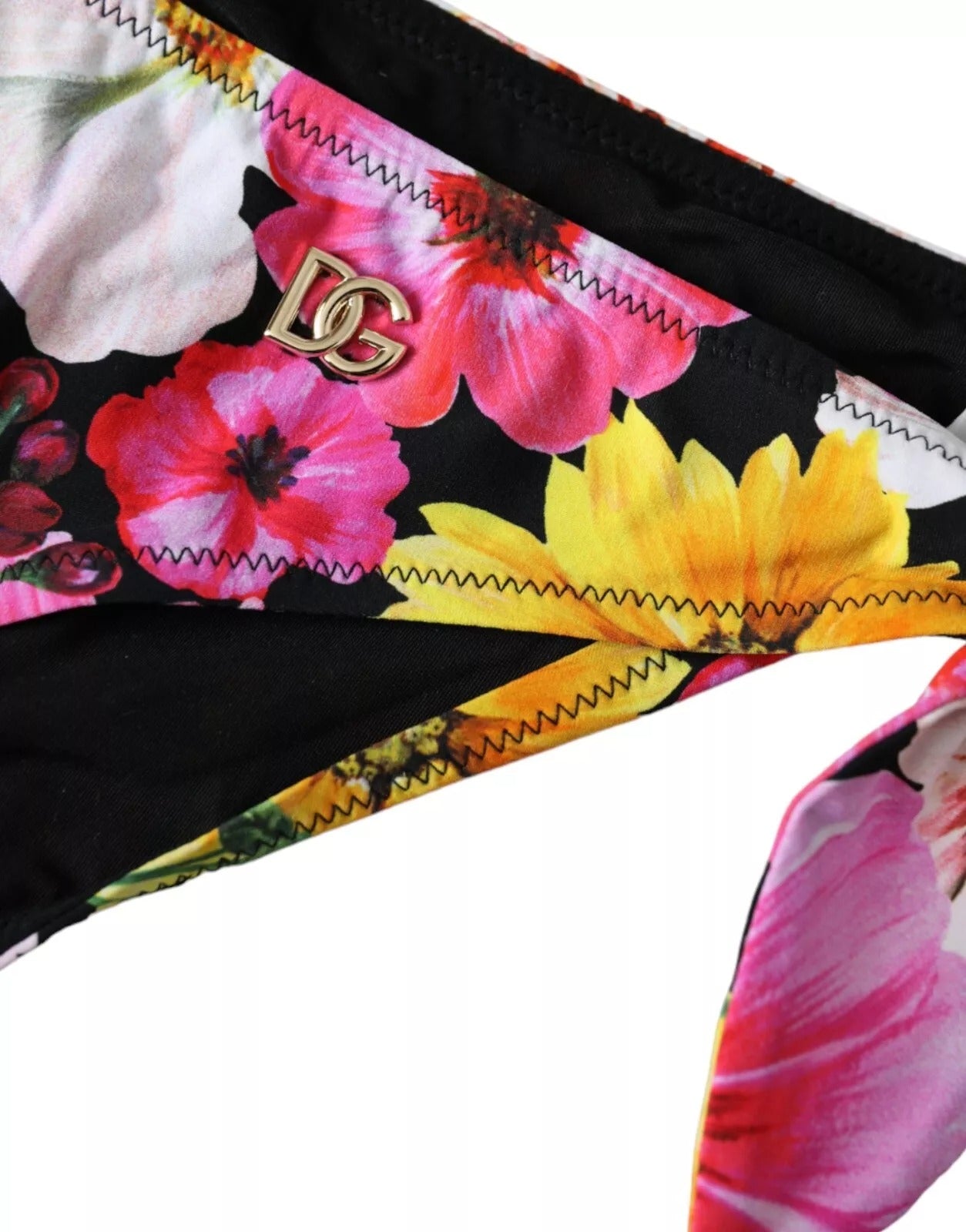 Bas de bikini noir à imprimé floral Dolce &amp; Gabbana