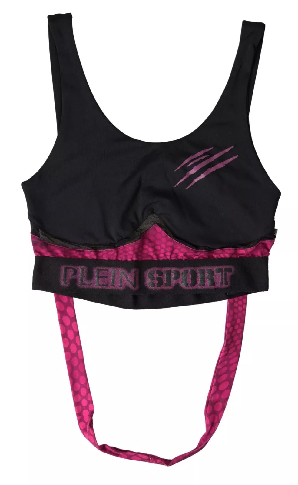 Soutien-gorge d'athlète Plein Sport noir fuchsia avec logo Hannah