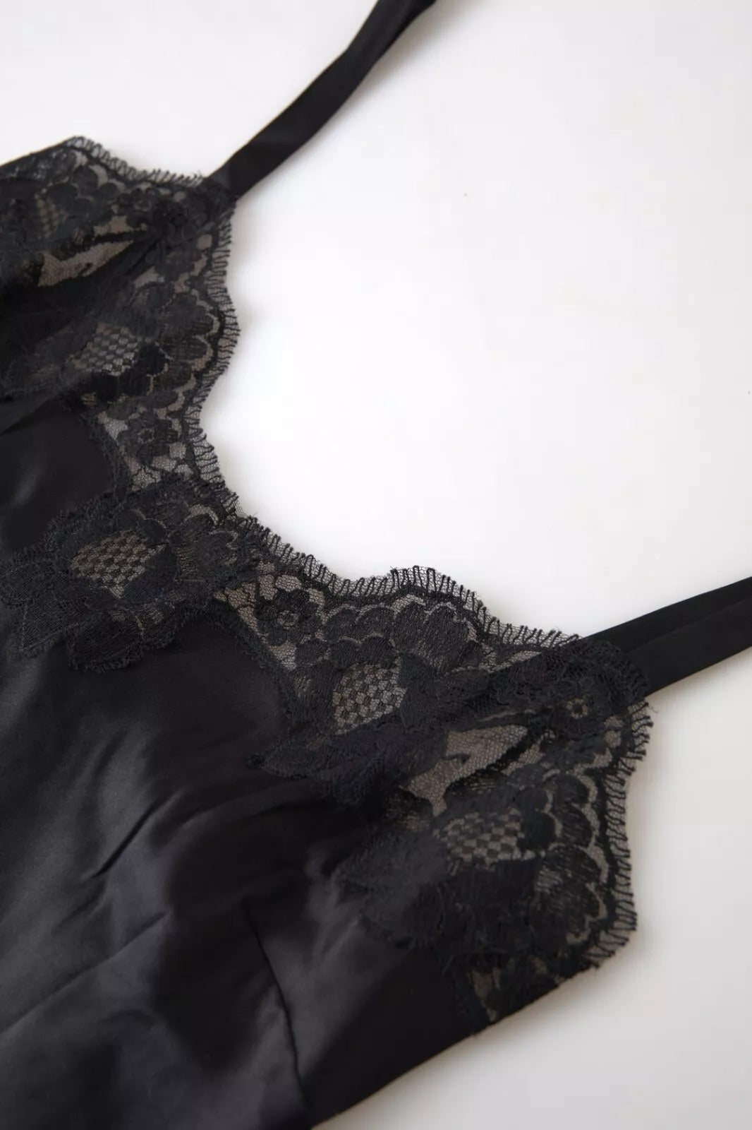 Dolce &amp; Gabbana Haut caraco en soie et dentelle noire Sous-vêtements
