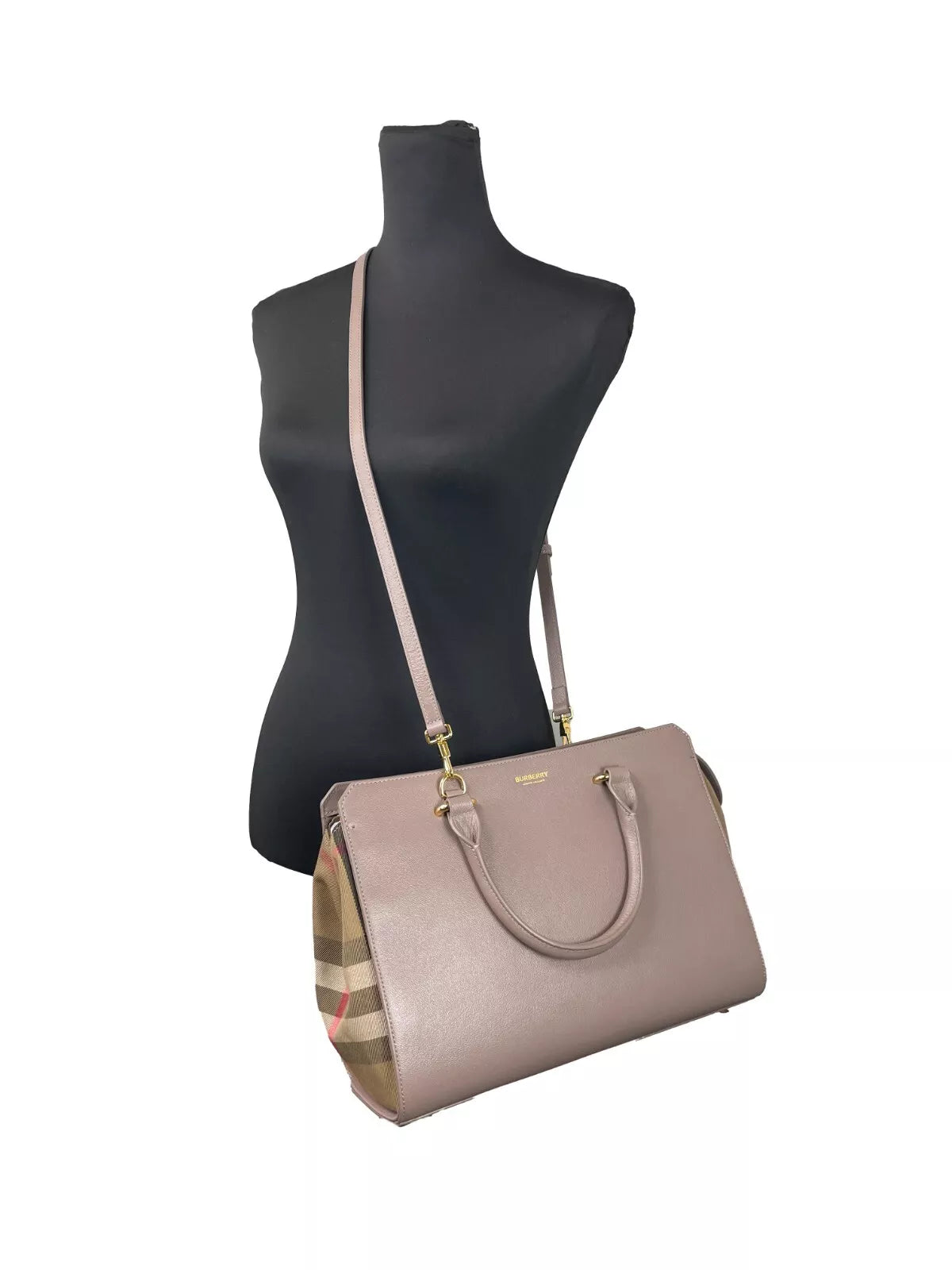 Petit sac fourre-tout en cuir Banwell de Burberry, gris vison