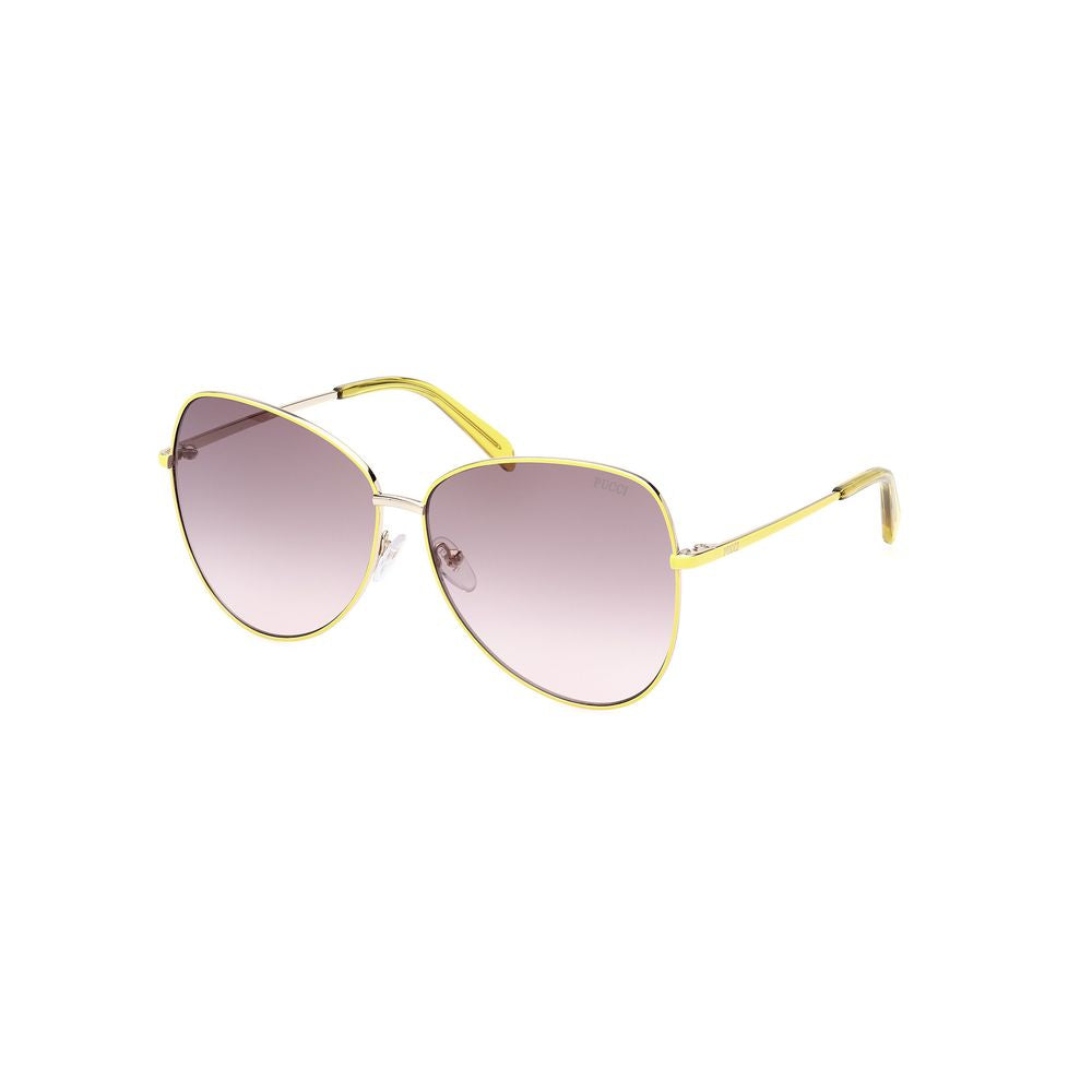 Lunettes de soleil en métal jaune Emilio Pucci
