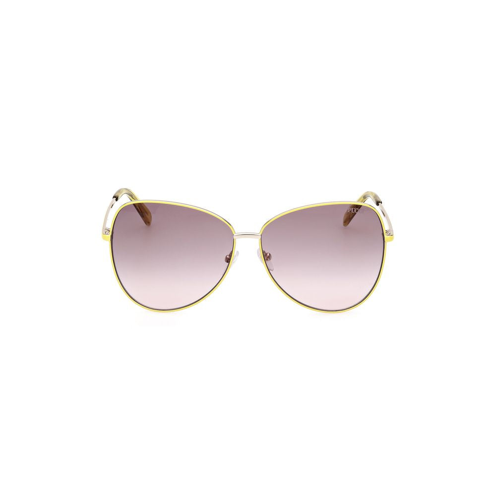 Lunettes de soleil en métal jaune Emilio Pucci