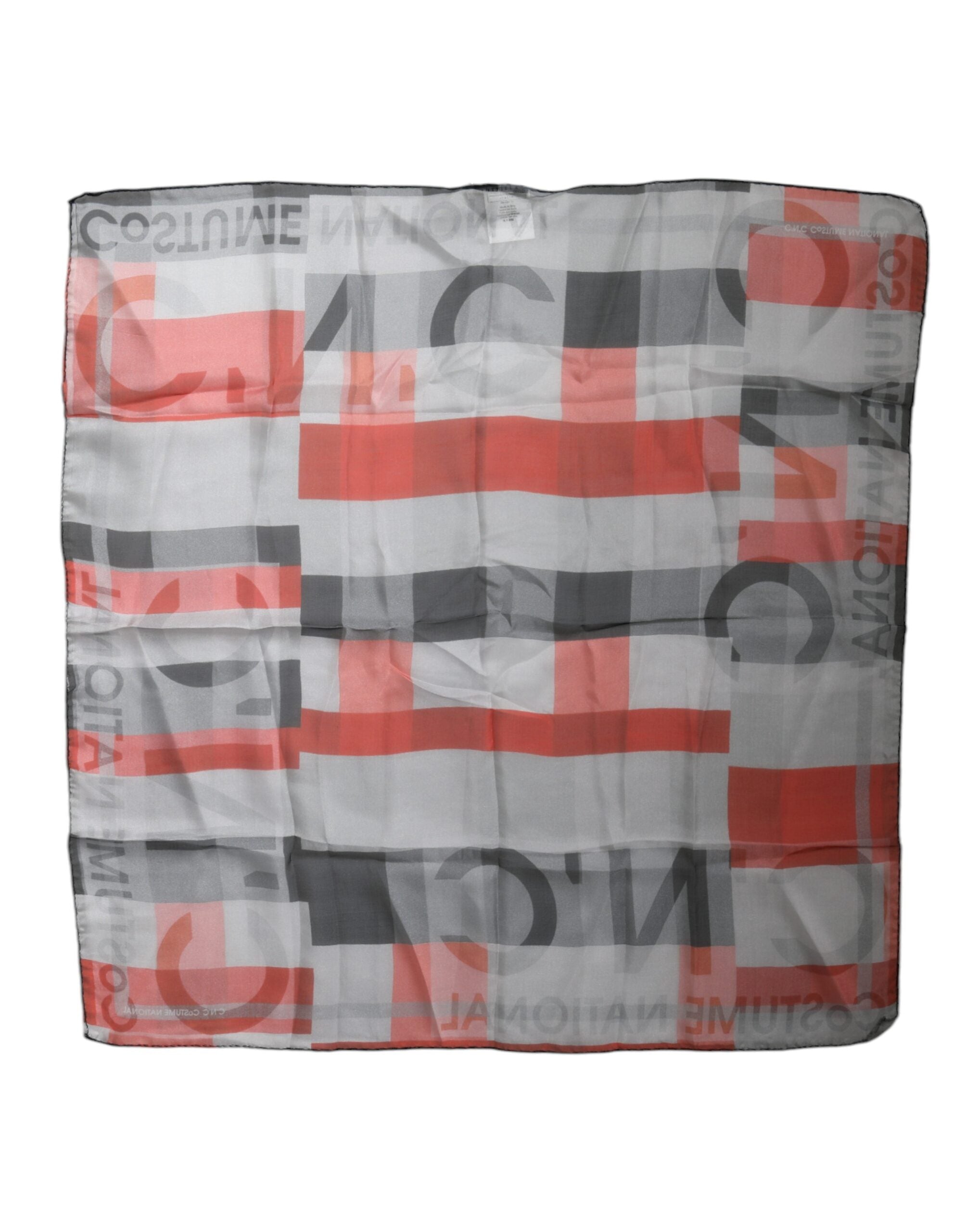 Foulard carré en soie gris rouge Costume National