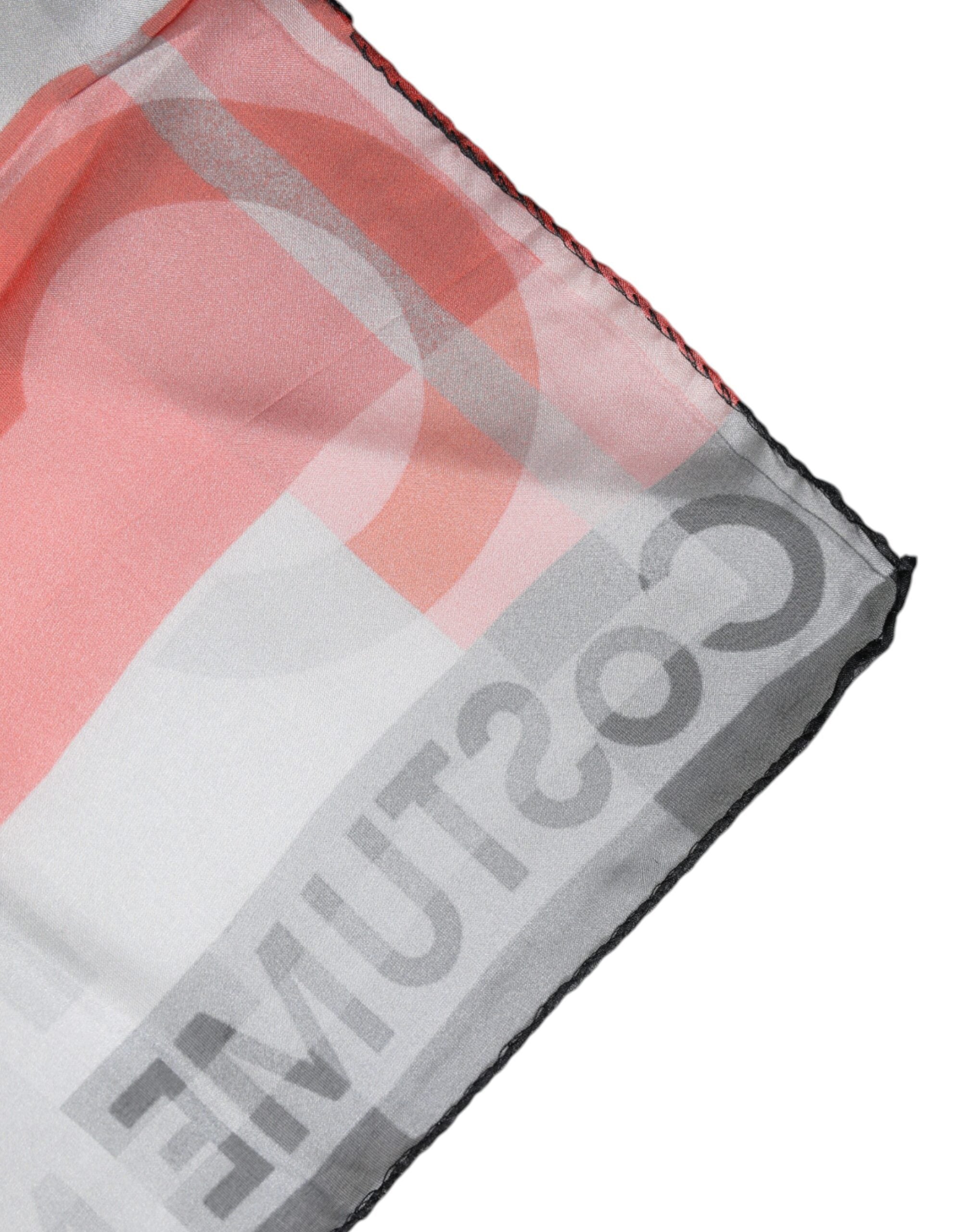 Foulard carré en soie gris rouge Costume National