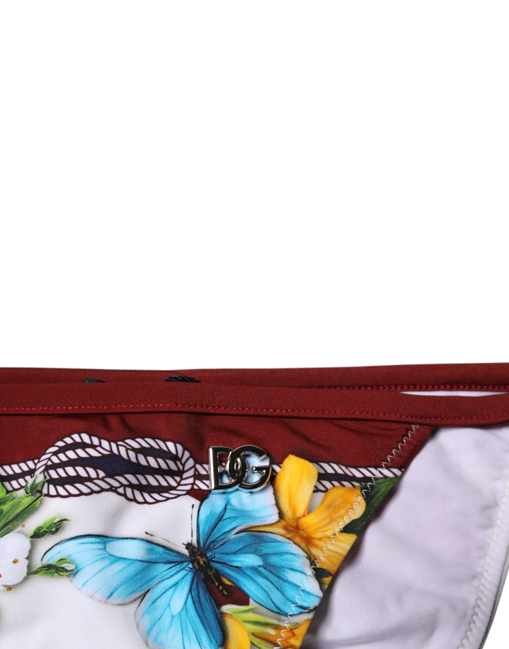 Bas de bikini à imprimé floral blanc Dolce &amp; Gabbana