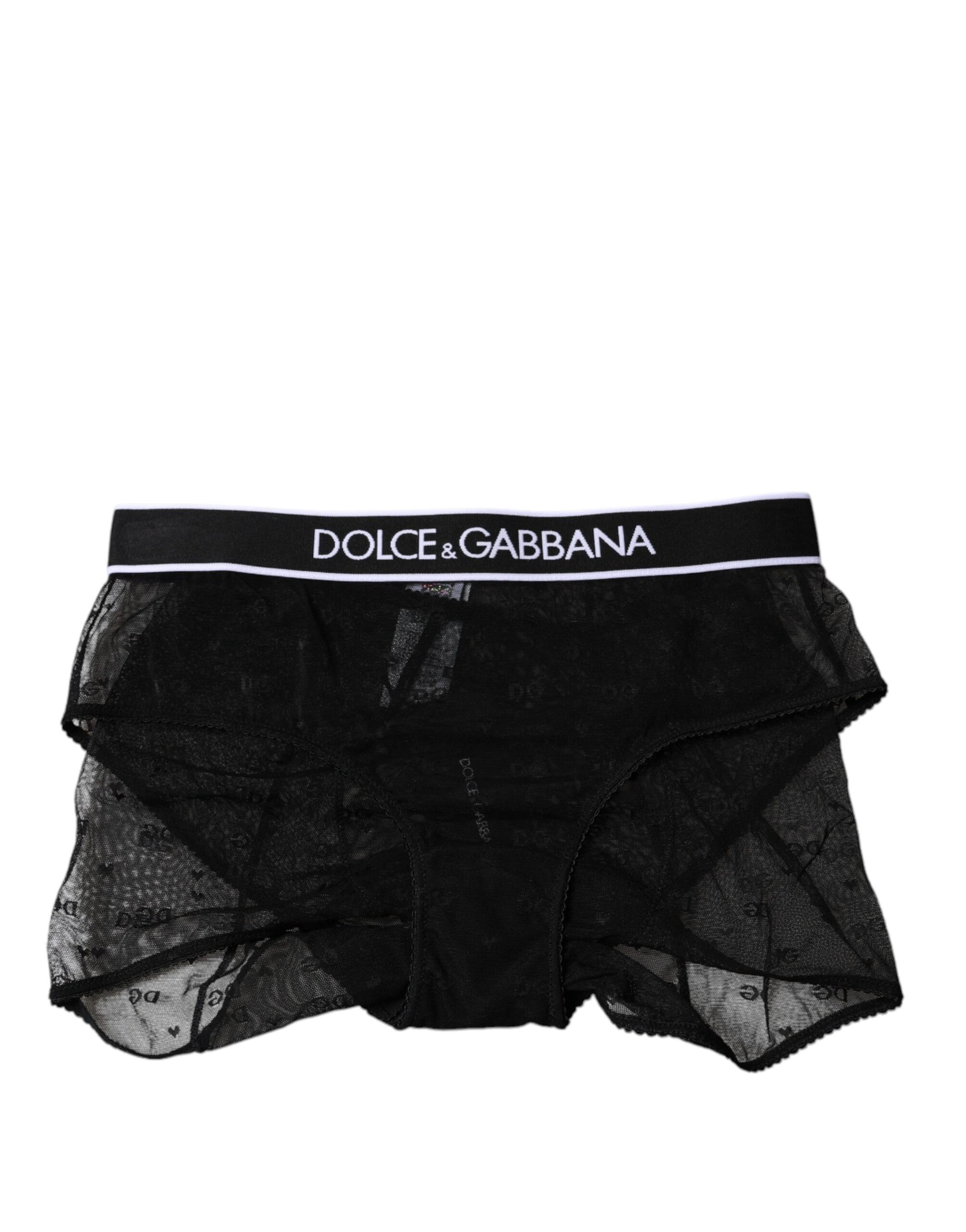 Culotte taille moyenne en tulle et nylon noir Dolce &amp; Gabbana