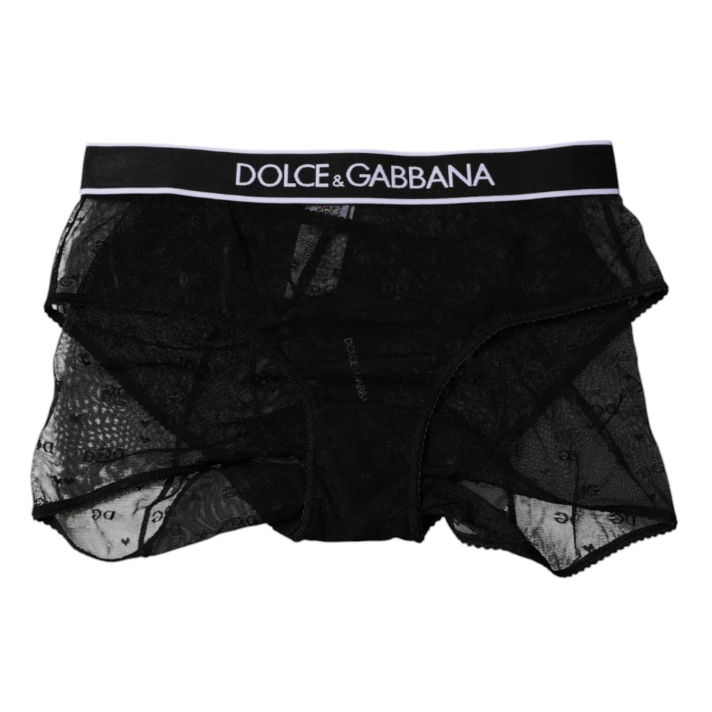Culotte taille moyenne en tulle et nylon noir Dolce &amp; Gabbana