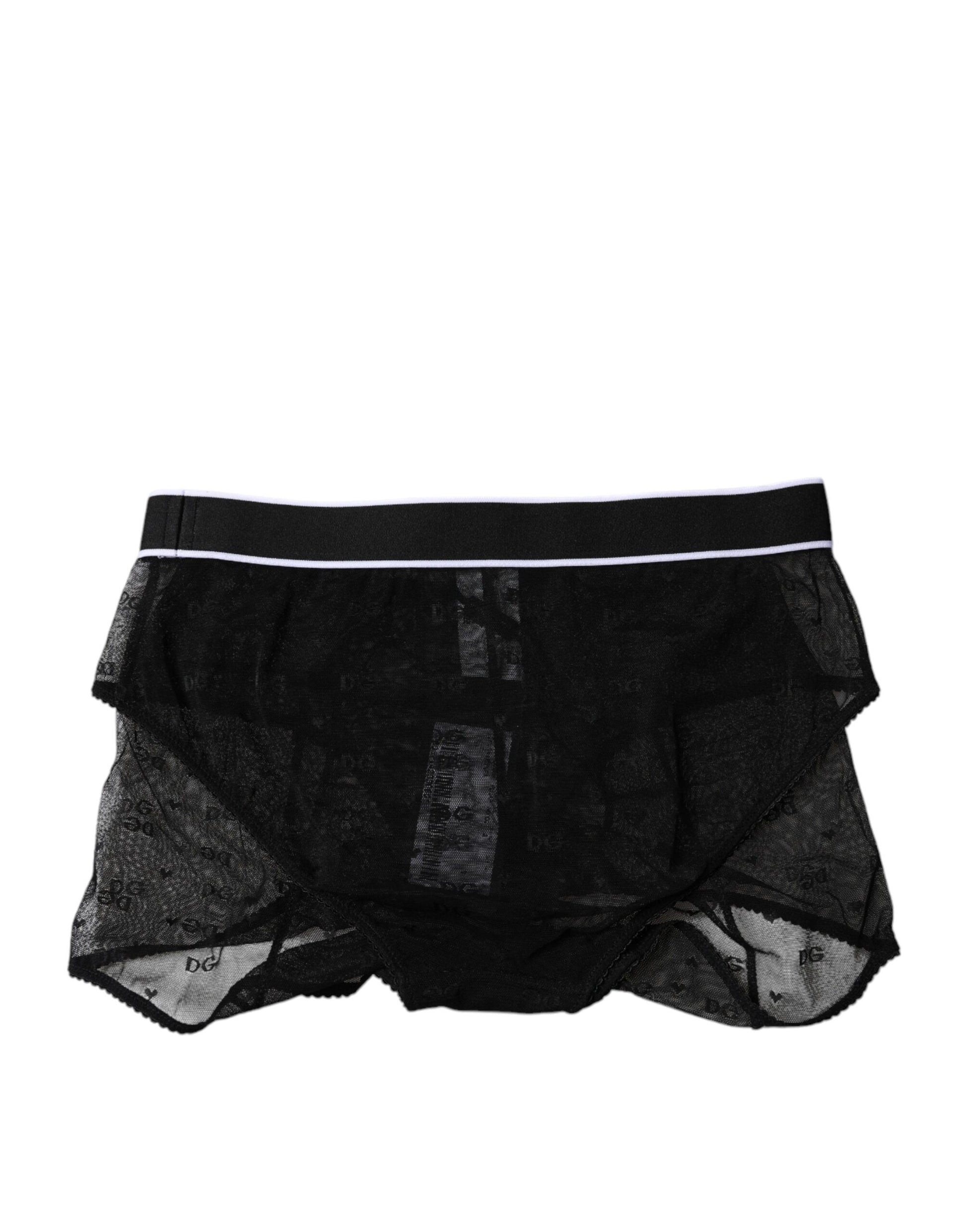 Culotte taille moyenne en tulle et nylon noir Dolce &amp; Gabbana