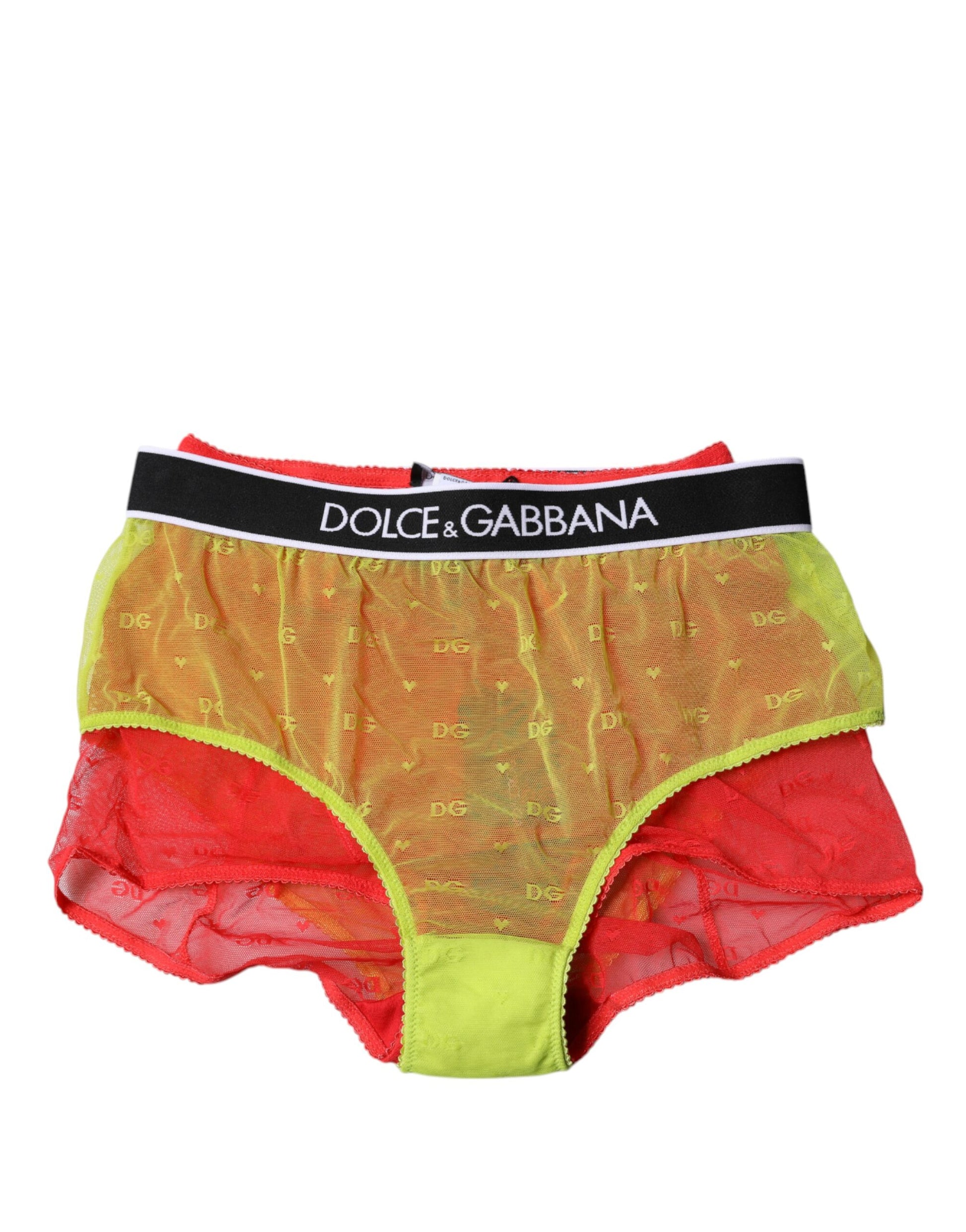 Culotte taille moyenne en tulle rouge et jaune Dolce &amp; Gabbana