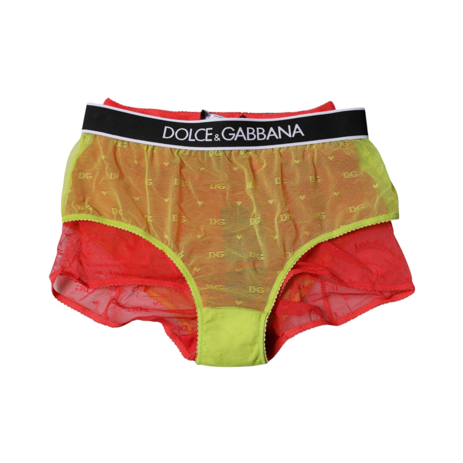 Culotte taille moyenne en tulle rouge et jaune Dolce &amp; Gabbana