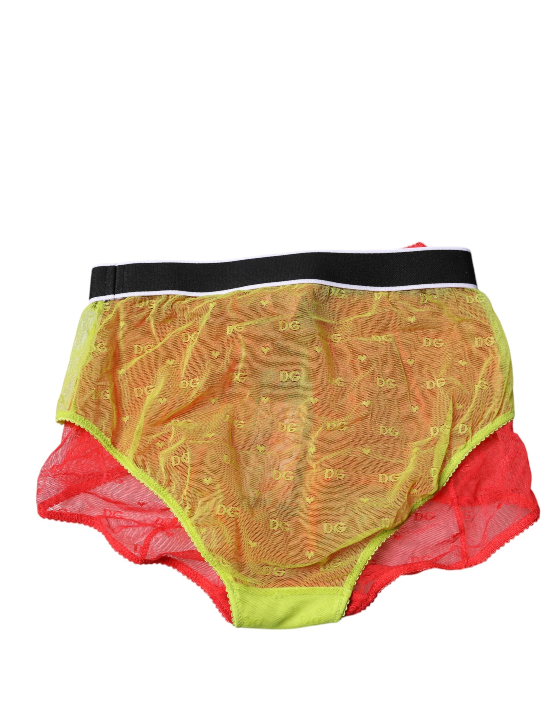 Culotte taille moyenne en tulle rouge et jaune Dolce &amp; Gabbana