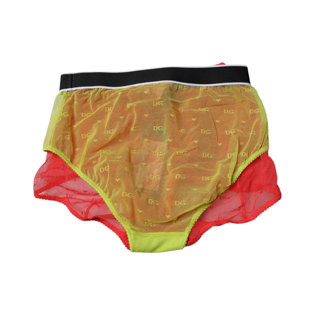 Culotte taille moyenne en tulle rouge et jaune Dolce &amp; Gabbana