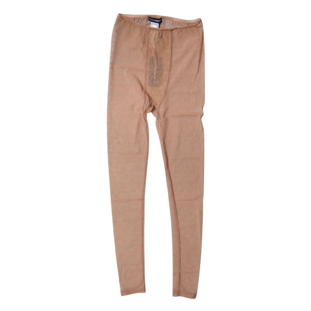 Dolce &amp; Gabbana Pantalon de lingerie en dentelle beige nude avec logo