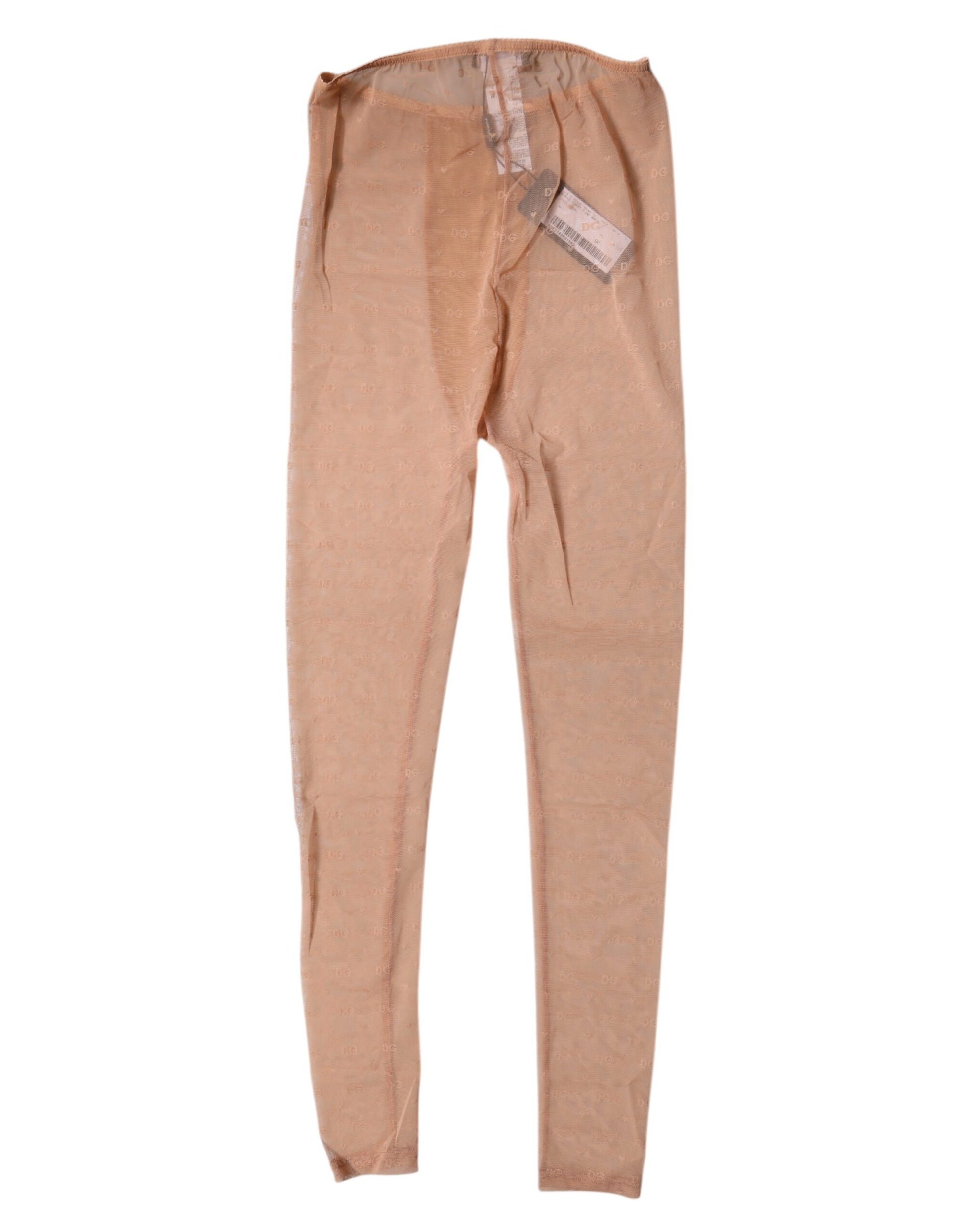 Dolce &amp; Gabbana Pantalon de lingerie en dentelle beige nude avec logo