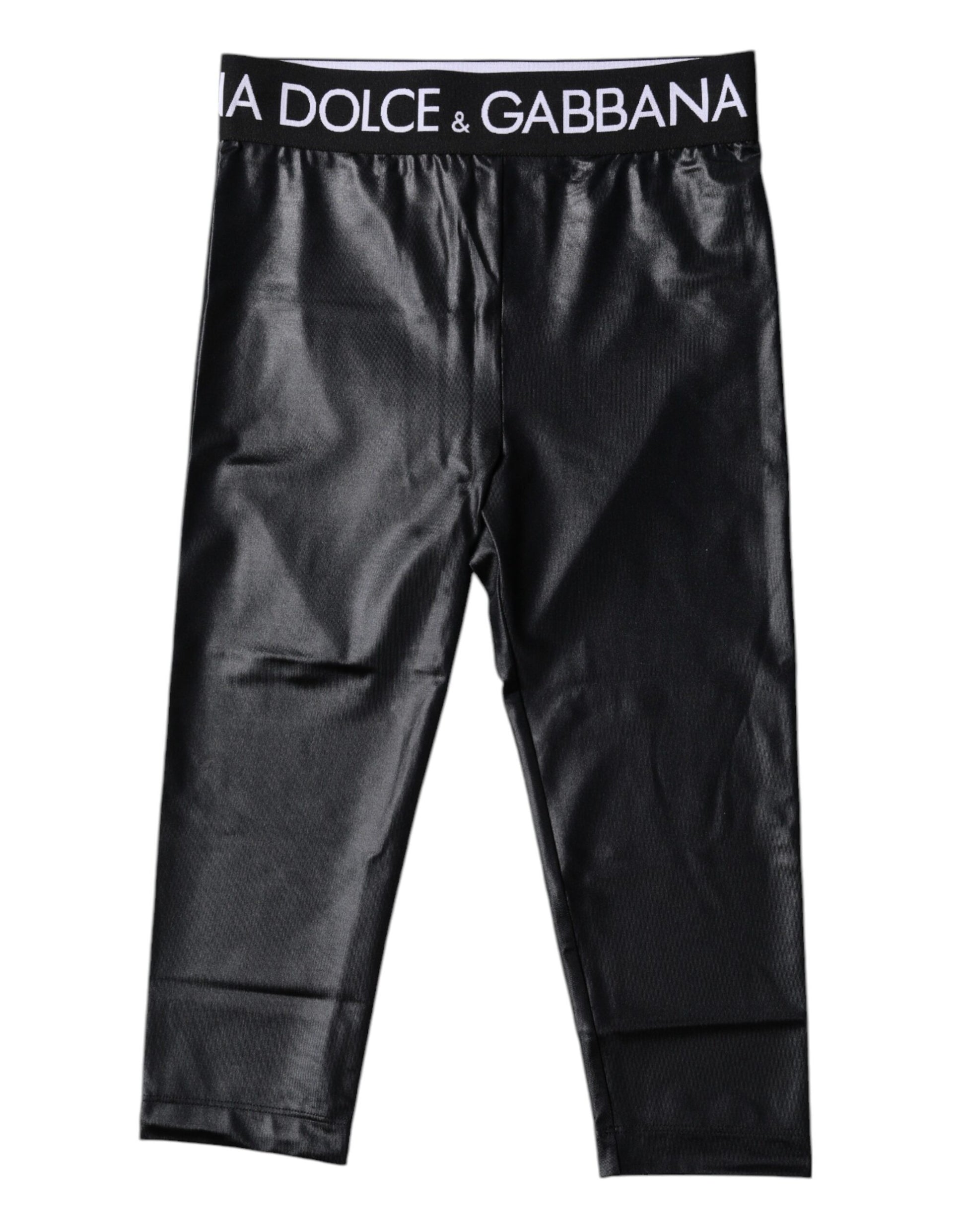 Dolce &amp; Gabbana Collants courts en nylon à logo noir Sous-vêtements