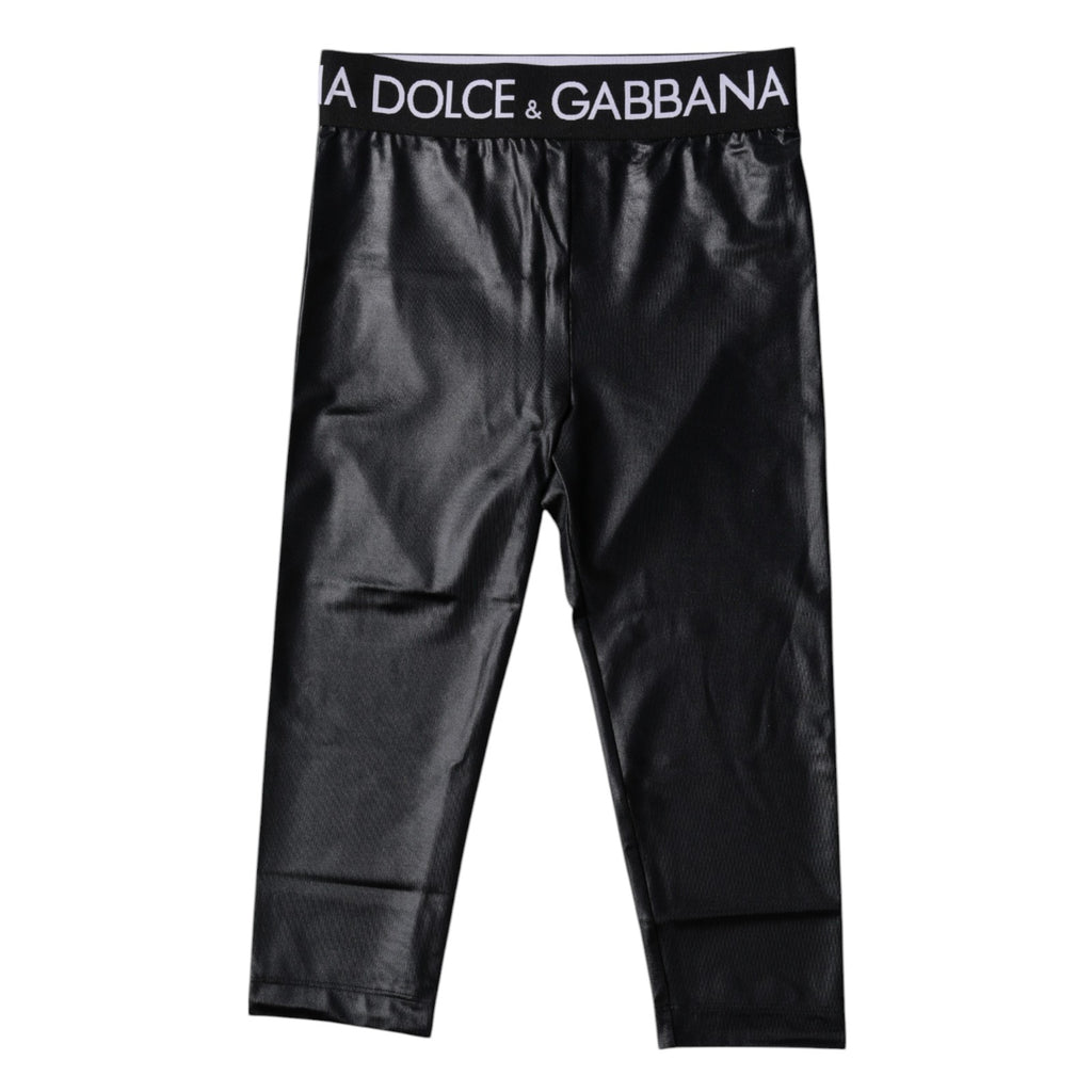 Dolce &amp; Gabbana Collants courts en nylon à logo noir Sous-vêtements