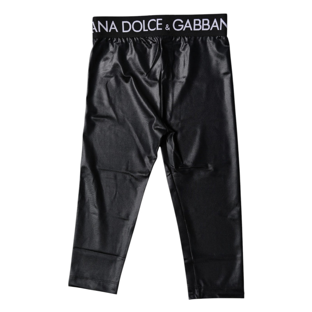 Dolce &amp; Gabbana Collants courts en nylon à logo noir Sous-vêtements