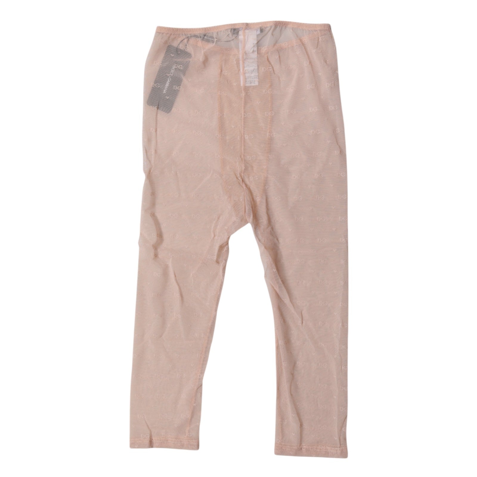 Dolce &amp; Gabbana - Collants courts en dentelle beige avec logo