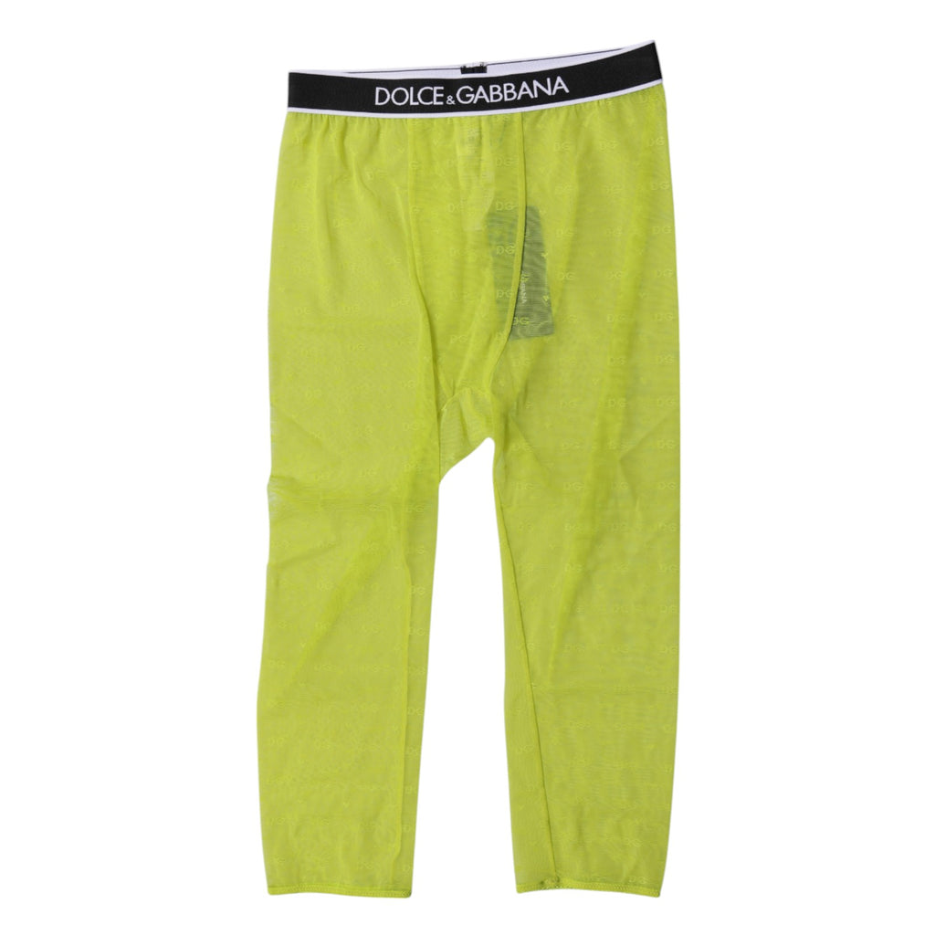 Collants courts en nylon vert Dolce &amp; Gabbana avec logo DG