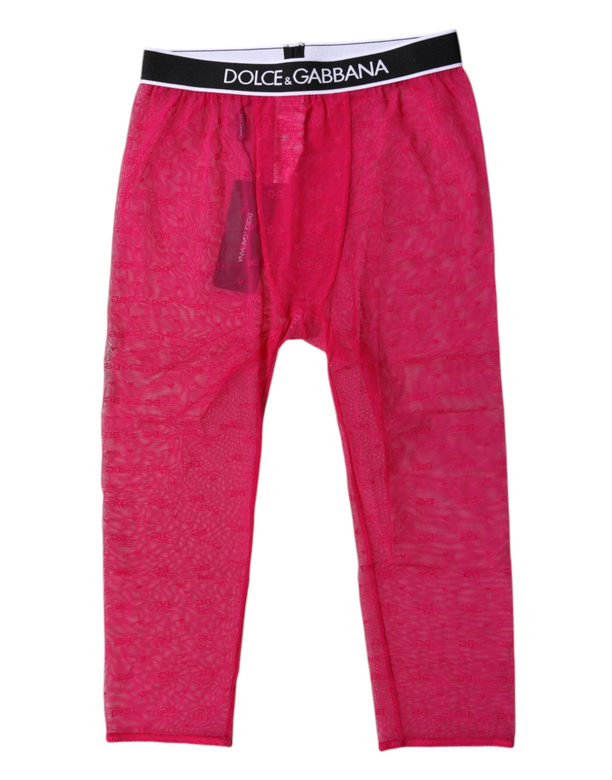 Dolce &amp; Gabbana Collants courts en nylon fuchsia avec logo DG