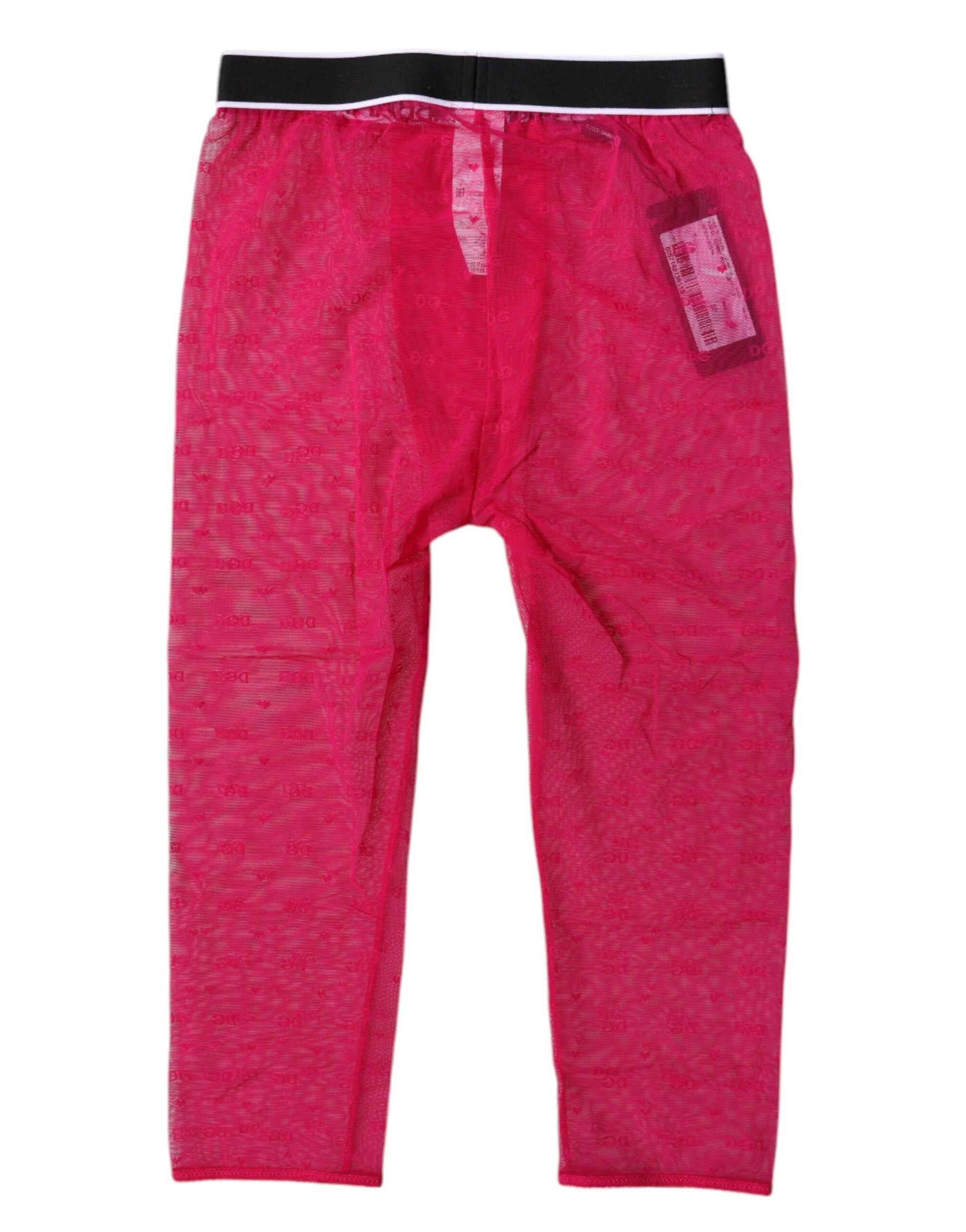 Dolce &amp; Gabbana Collants courts en nylon fuchsia avec logo DG