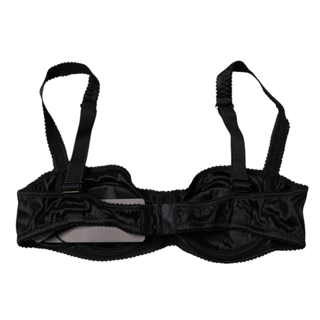 Soutien-gorge balconnet extensible en soie noire Dolce &amp; Gabbana