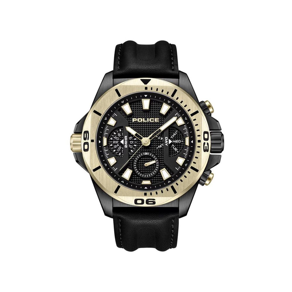 Montre Police en cuir artificiel noir
