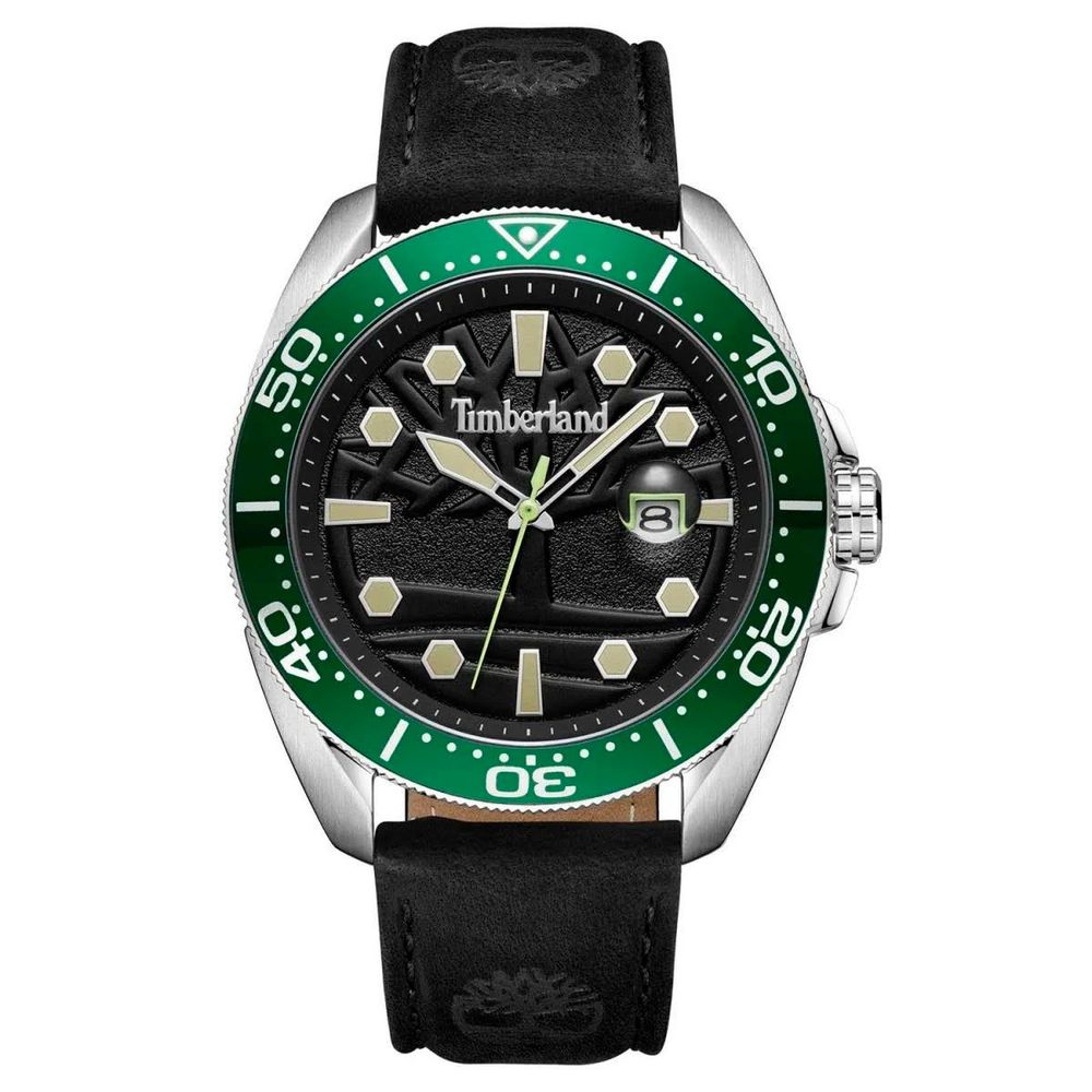 Montre Timberland en cuir noir