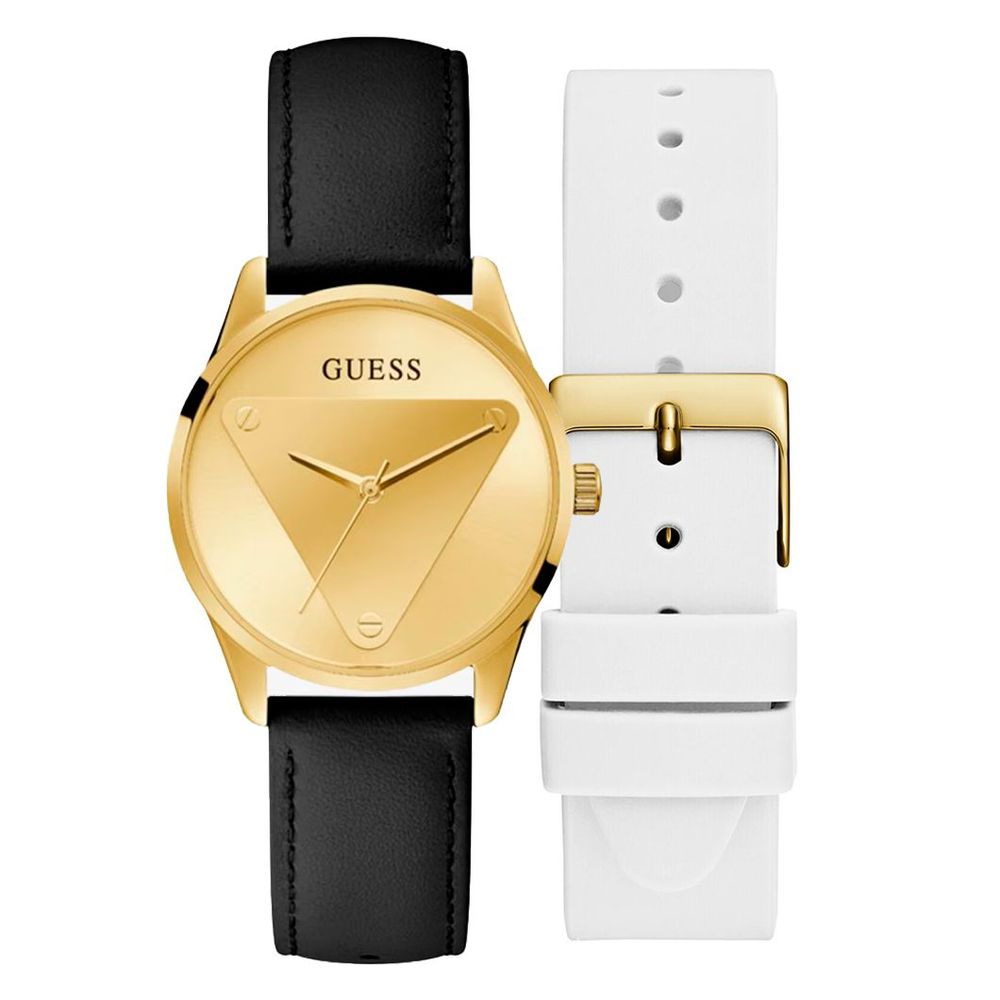 Montre Guess en cuir noir