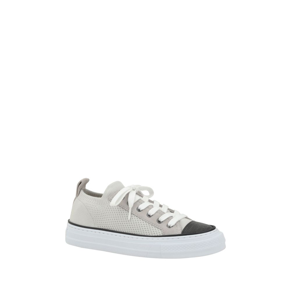Brunello Cucinelli Baskets en maille de coton et daim