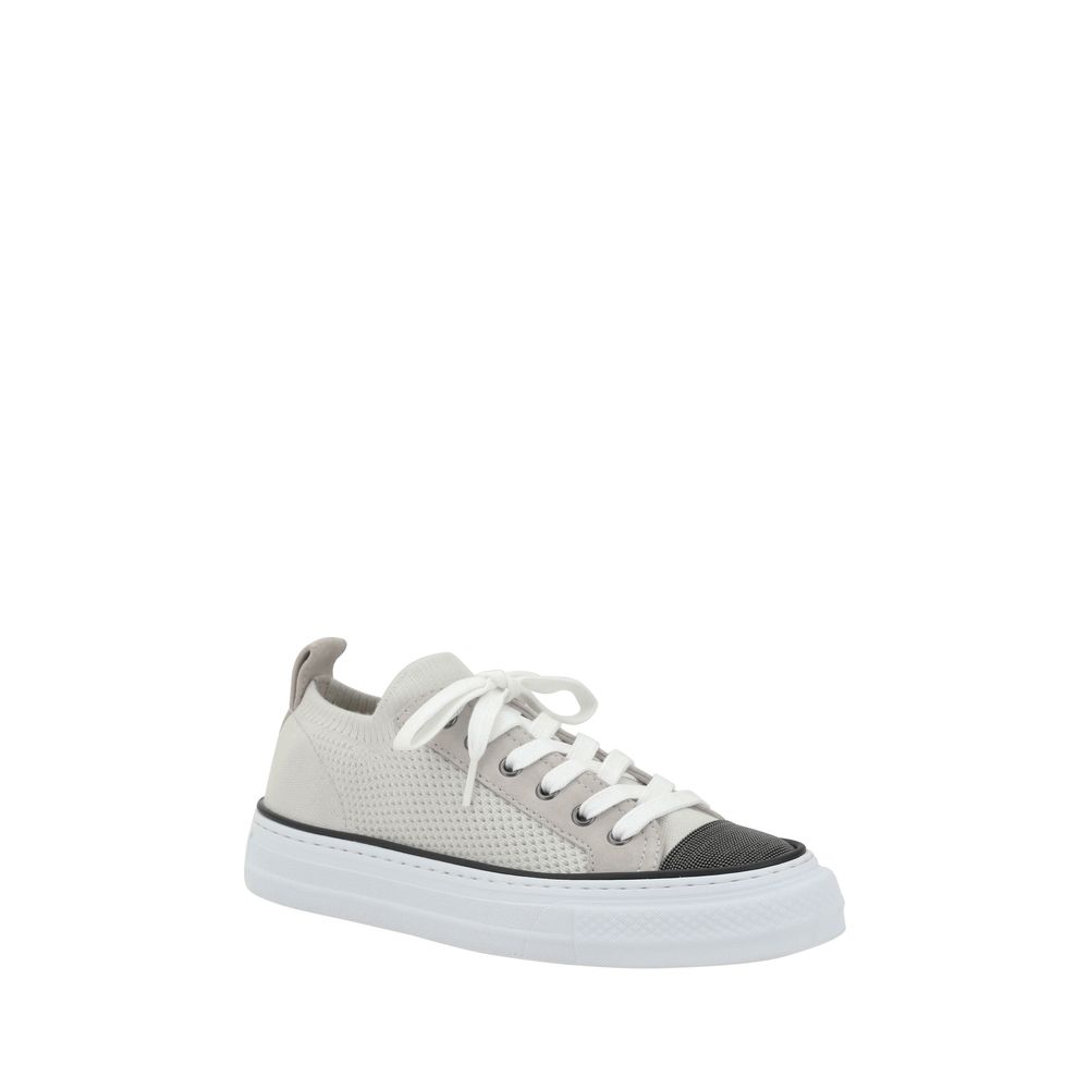Brunello Cucinelli Baskets en maille de coton et daim