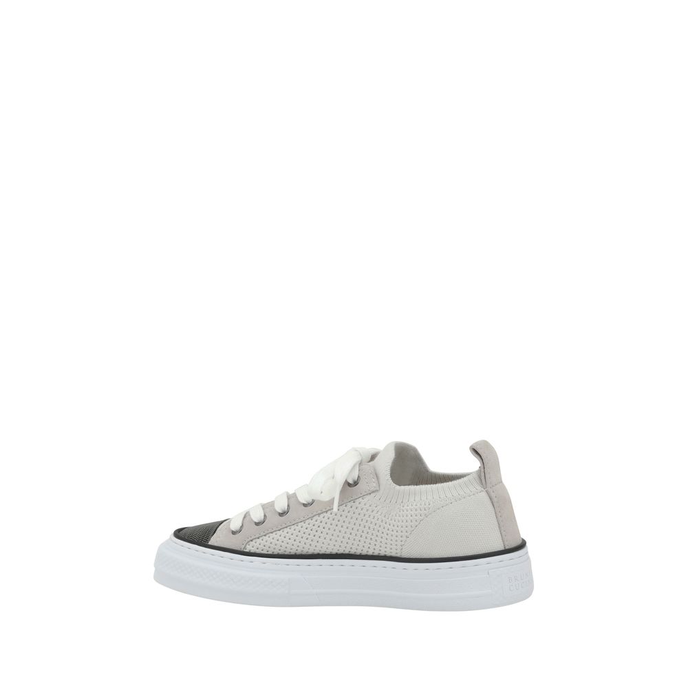 Brunello Cucinelli Baskets en maille de coton et daim