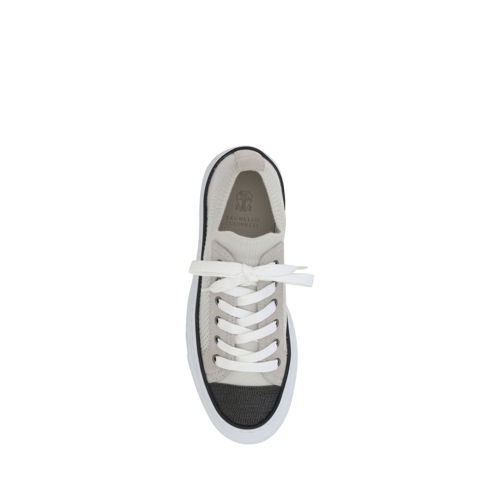 Brunello Cucinelli Baskets en maille de coton et daim