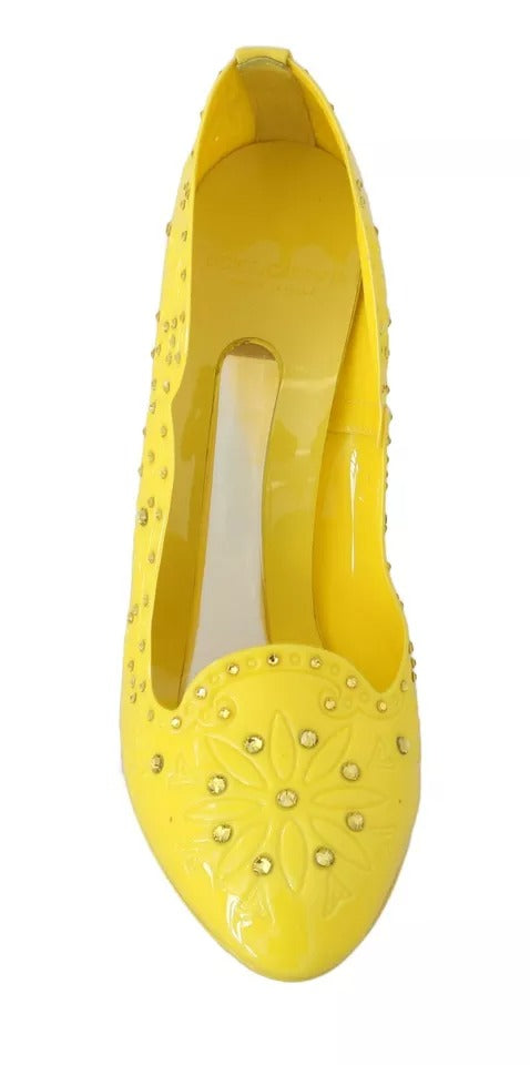 Chaussures à talons en cristal jaune Dolce &amp; Gabbana CINDERELLA