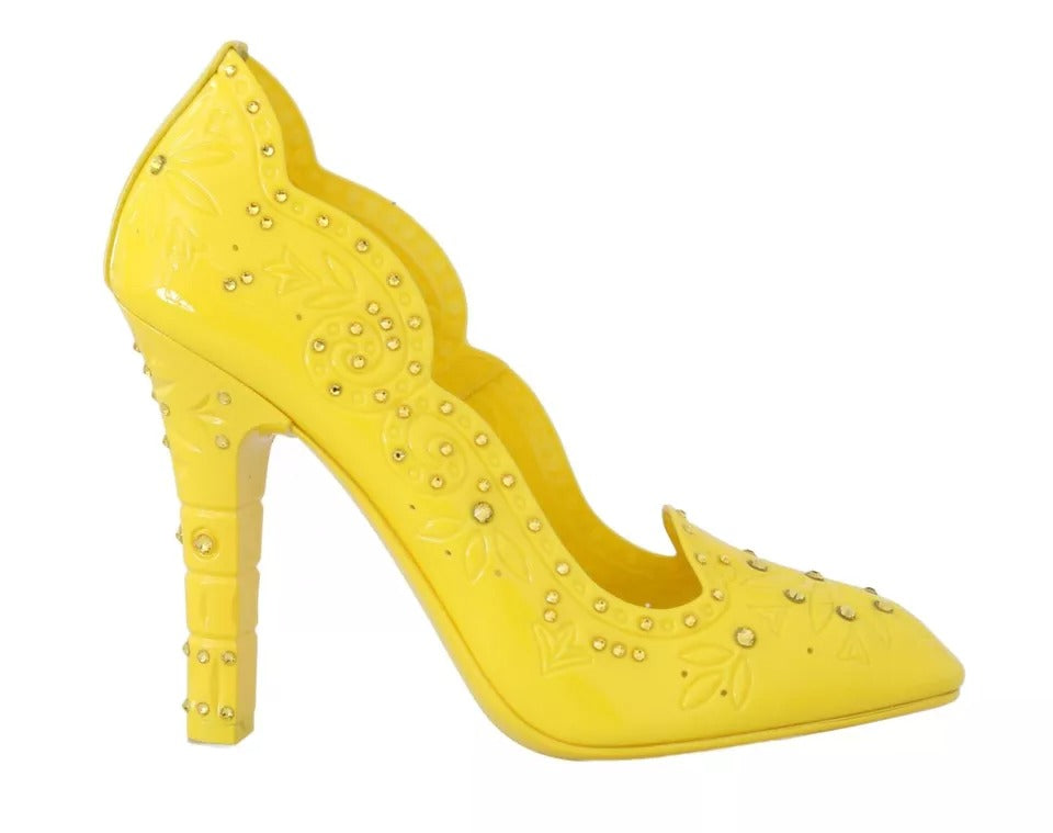 Chaussures à talons en cristal jaune Dolce &amp; Gabbana CINDERELLA