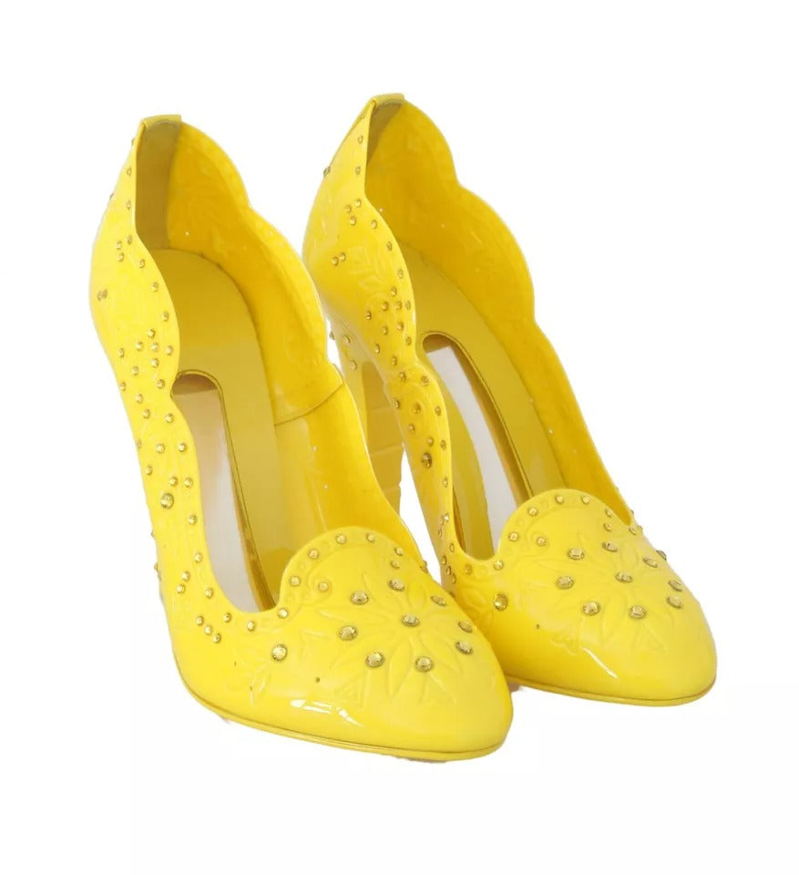 Chaussures à talons en cristal jaune Dolce &amp; Gabbana CINDERELLA