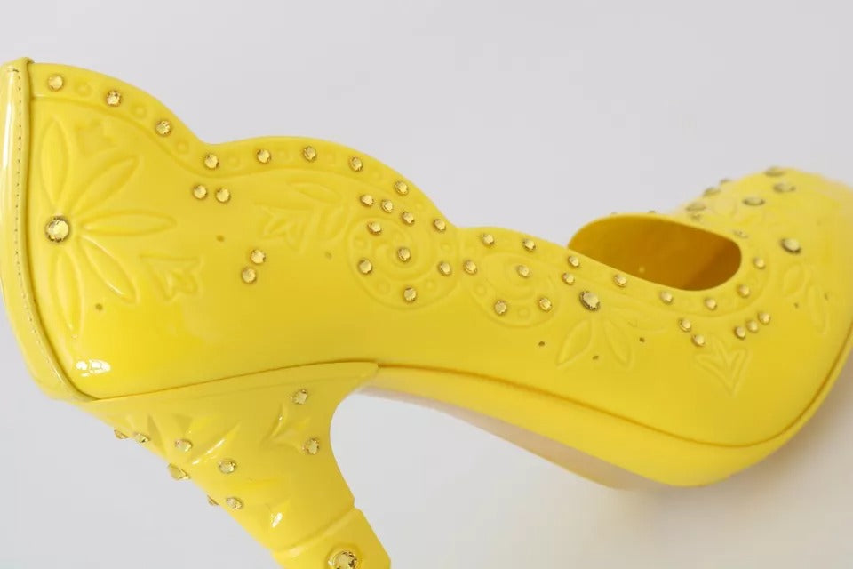 Chaussures à talons en cristal jaune Dolce &amp; Gabbana CINDERELLA