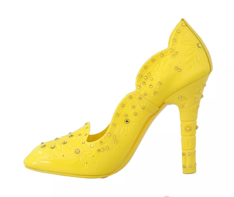 Chaussures à talons en cristal jaune Dolce &amp; Gabbana CINDERELLA