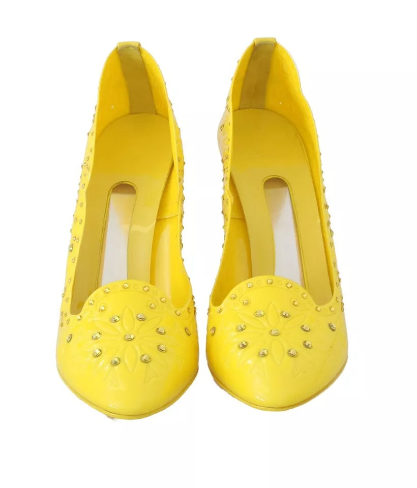 Chaussures à talons en cristal jaune Dolce &amp; Gabbana CINDERELLA