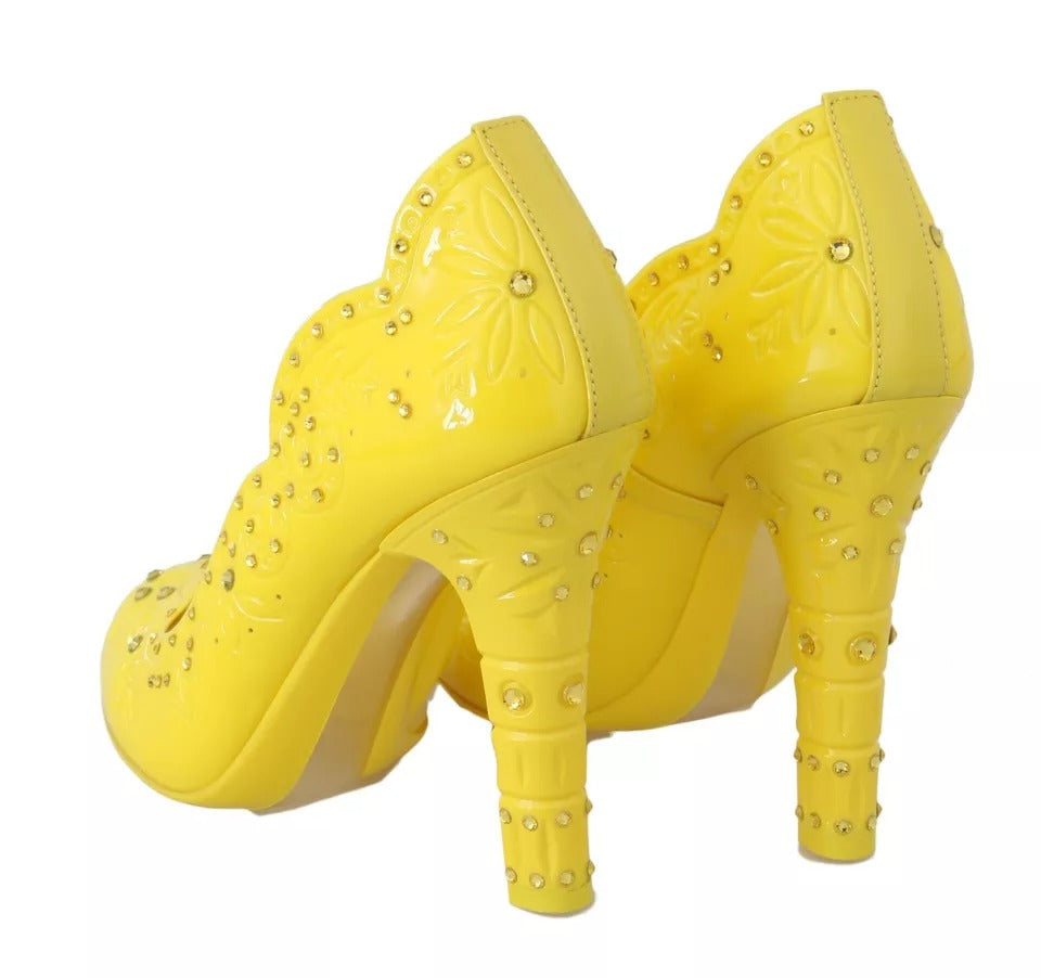 Chaussures à talons en cristal jaune Dolce &amp; Gabbana CINDERELLA