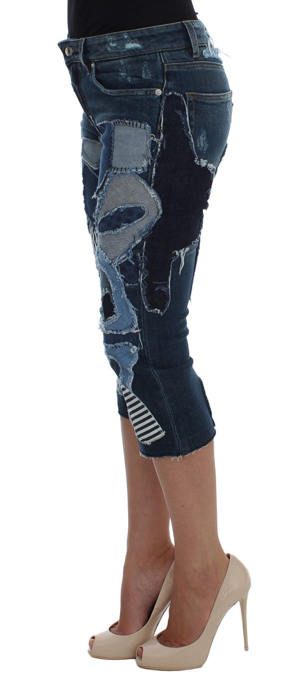 Short en jean patchwork bleu stretch Dolce &amp; Gabbana
