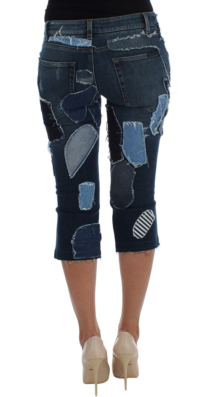 Short en jean patchwork bleu stretch Dolce &amp; Gabbana