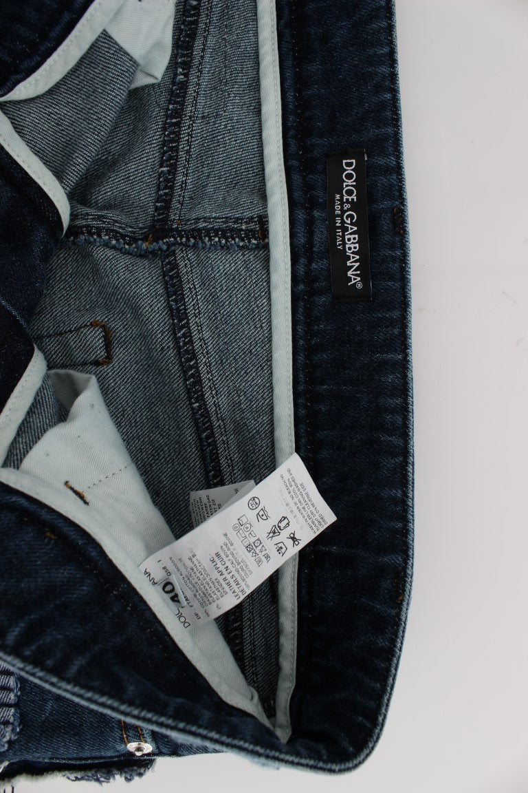 Short en jean patchwork bleu stretch Dolce &amp; Gabbana