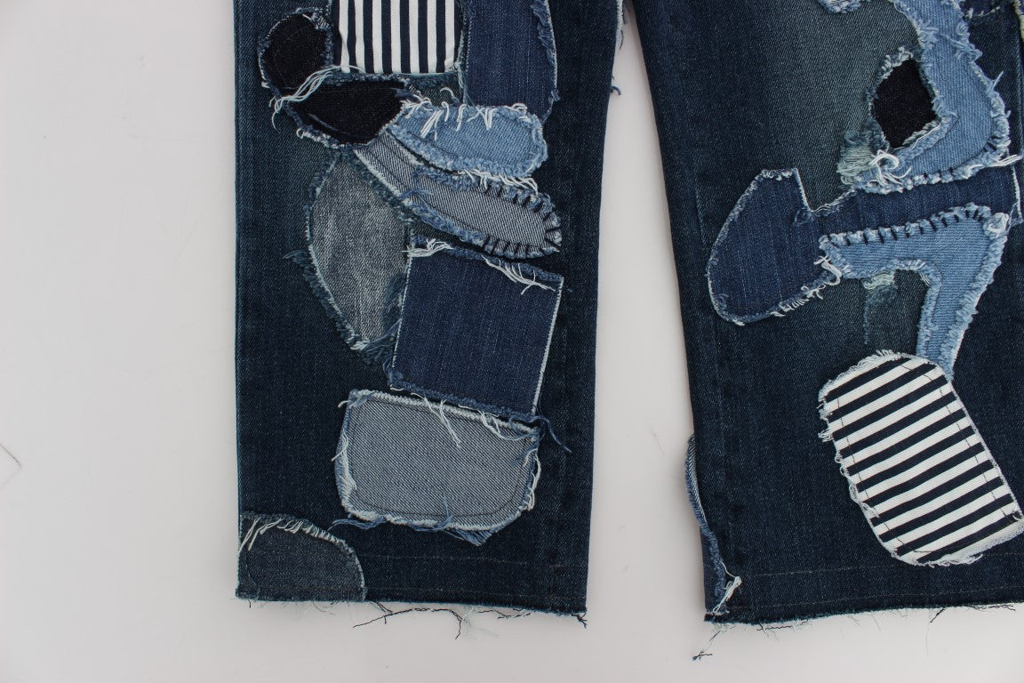 Short en jean patchwork bleu stretch Dolce &amp; Gabbana