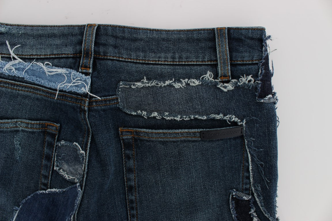 Short en jean patchwork bleu stretch Dolce &amp; Gabbana