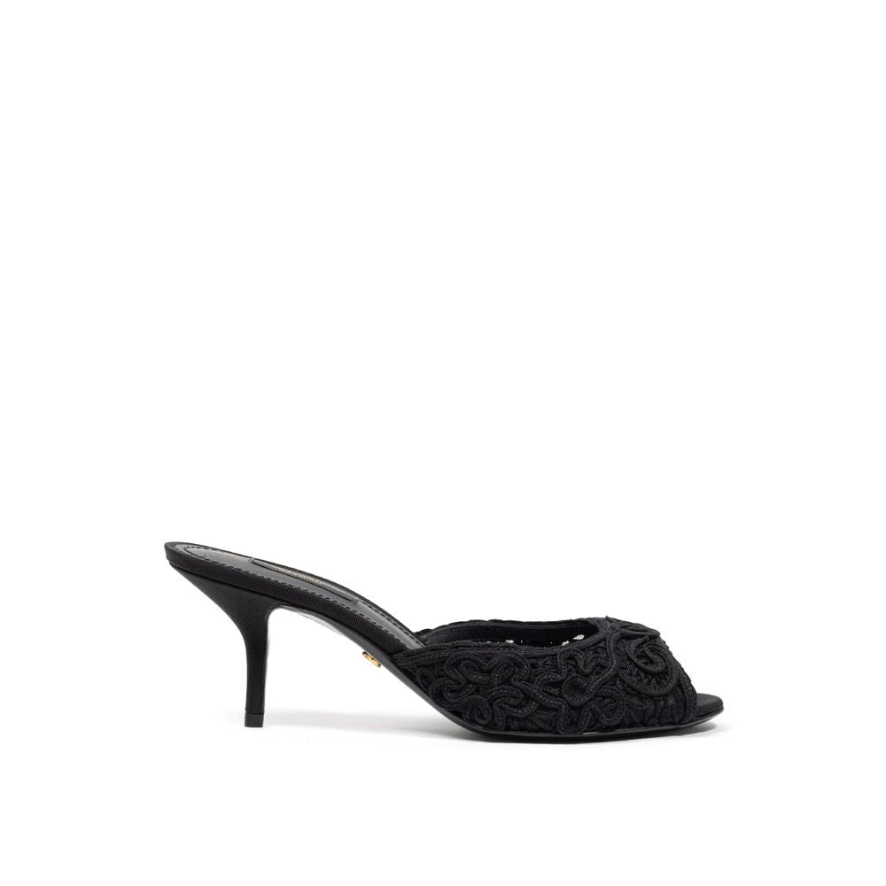 Sandale en coton noir Dolce &amp; Gabbana