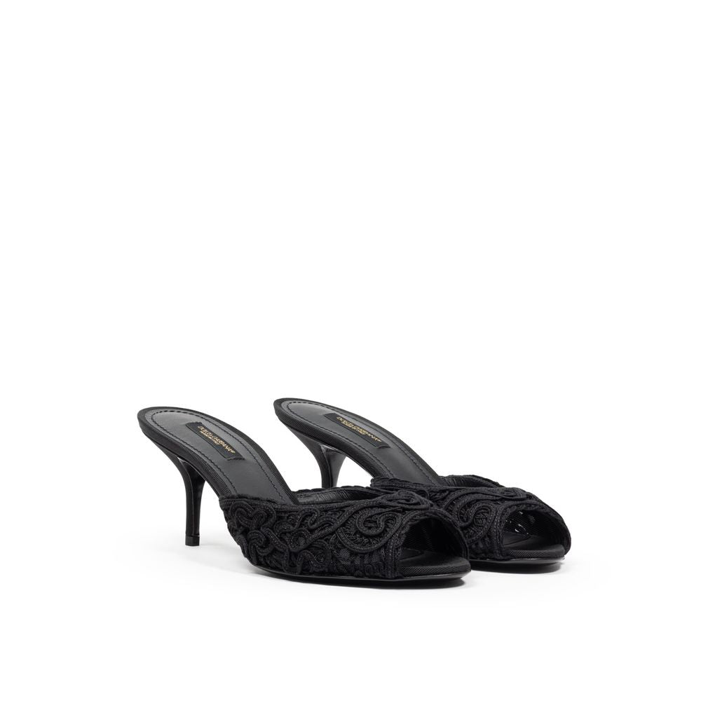 Sandale en coton noir Dolce &amp; Gabbana