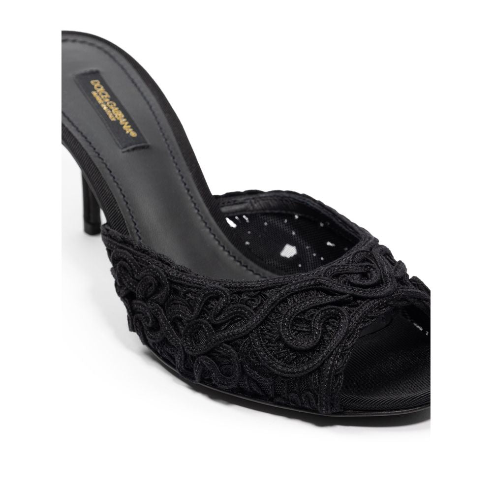 Sandale en coton noir Dolce &amp; Gabbana